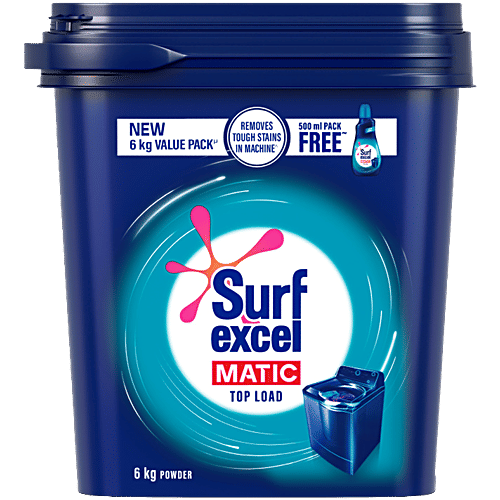 urf Excel Matic Top Load Detergent Powder, 6 kg -- 500 ml Pack Liquid Free Inside
