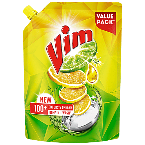 Vim Dishwash Liquid, 900 ml Refill Pouch