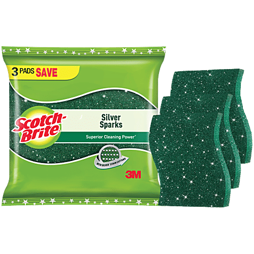 Scotch Brite Silver Sparks Scrub Pad (Regular) 3pcs