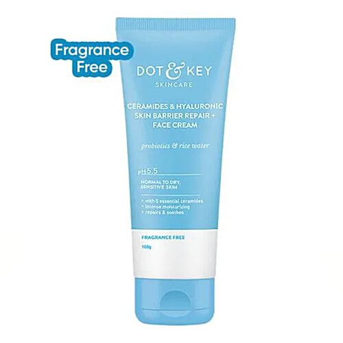 Dot & Key Ceramides & Hyaluronic Skin Barrier Repair+ Face Cream - pH 5.5, For Dry Skin, 100 g
