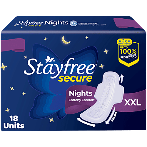 STAYFREE Secure Nights Sanitary Pads - XXL, 18 pcs