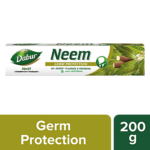 Dabur Herb'l Neem Toothpaste - Germ Protection, Flouride Free, 200 g