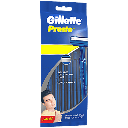 Gillette Presto 2-Blade Razors - For Men, 6 pcs