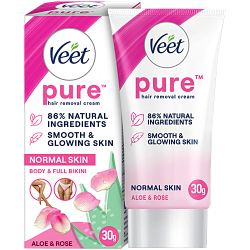 Veet Pure Hair Removal Cream - Normal Skin, For Women, Aloe & Rose, 30 g
