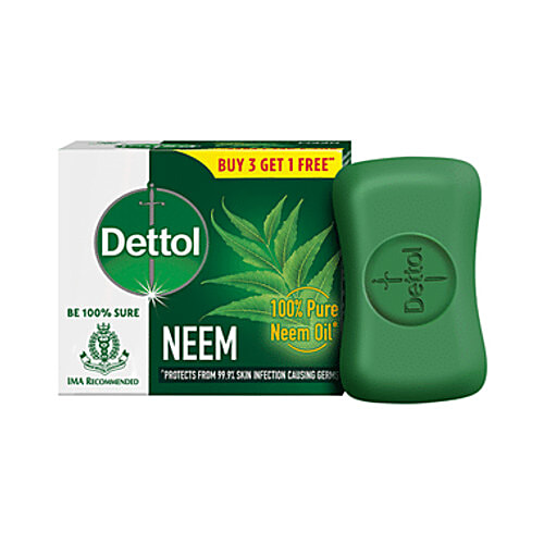 Dettol Neem Soap | Protects From Skin Infections Causing Germs | (75gm Each) Buy 3 Get 1 Free, 4 Packs