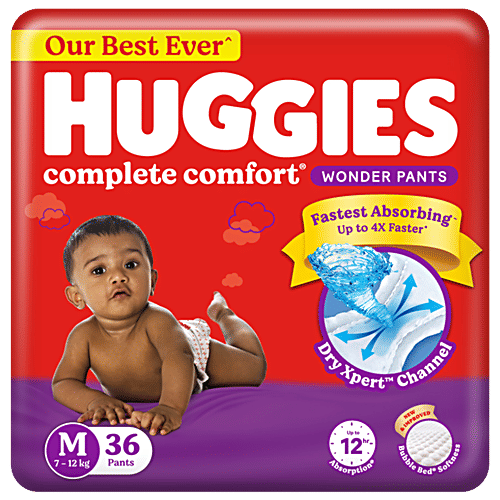 Huggies Complete Comfort Wonder Diaper Pants - M, 7-12 kg, 34 pcs