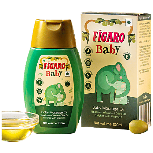 Figaro Baby Massage Oil - Goodness Of Olive Oil & Vitamin E, Herbal, No Parabens, 100 ml
