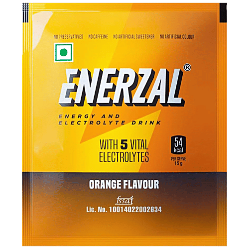 Enerzal Energy & Electrolyte Drink Powder With 5 Vital Electrolytes - Orange, 75 g