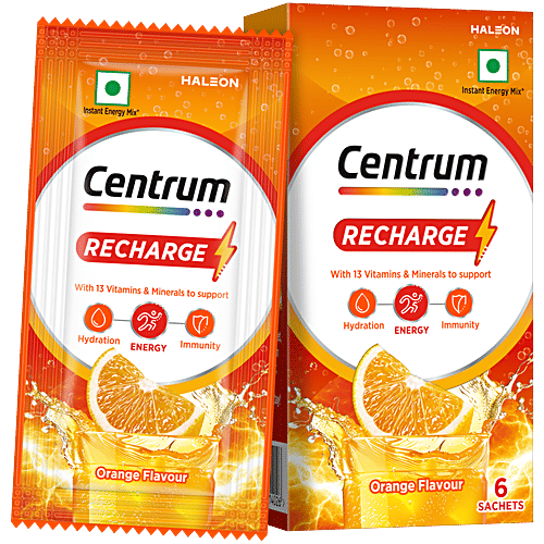 Centrum Recharge Orange Flavour Instant Energy Mix, 30 g (6 Sachets x 5 g each)