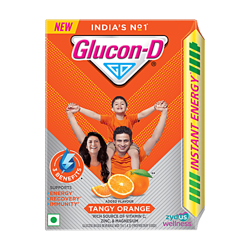 Glucon-D Tangy Orange Glucose Mix, 200 g Refill