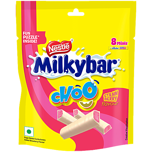 Milkybar Choo Strawberry Flavour White Chocolate Mini Bars, 80 g (8 x 10 g)